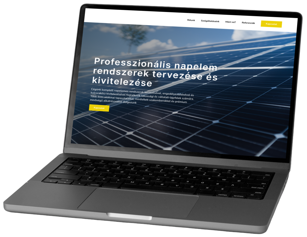 Napelemes weboldal laptopon