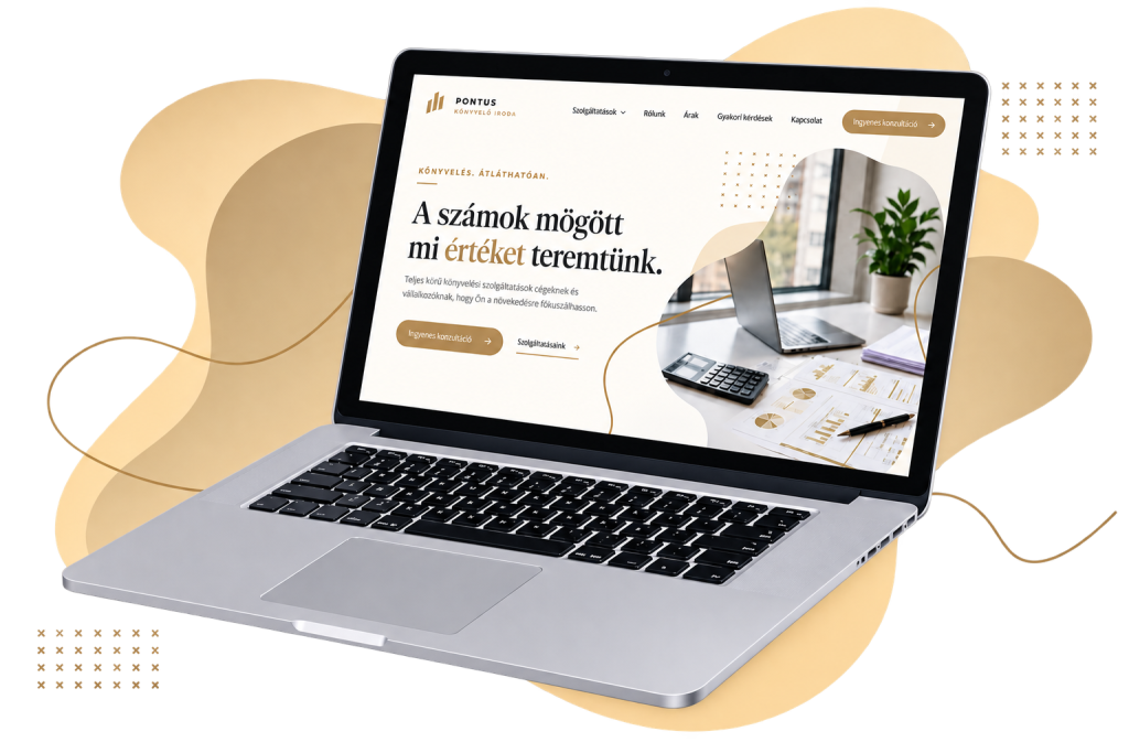 Könyvelő weboldal laptopon